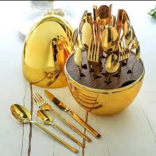 Executive Egg-Shaped Cutlery Set in Gold by Teedee Haven Essentials