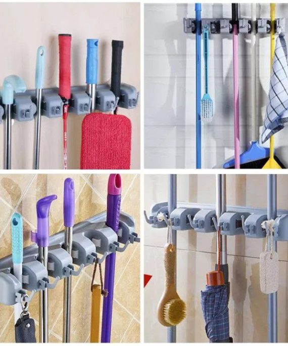 Wall-Mounted Broom and Mop Holder Organizer by Teedee Haven Essentials